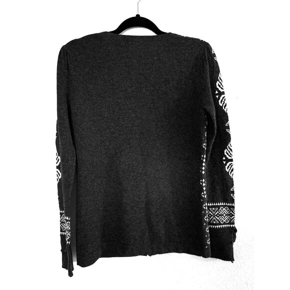 Sundance Anya Ruffled Wool Blend Full-Zip Gray/White Cardigan Sweater Size S - Picture 2 of 7